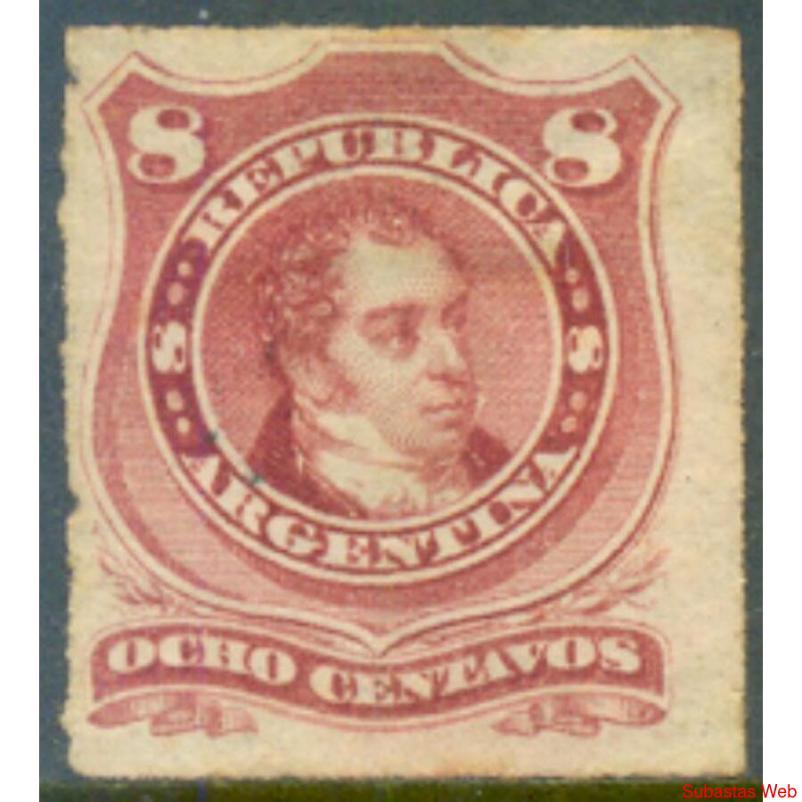 ARGENTINA GJ49 1876 B. RIVADAVIA 8c. PERCE - NUEVO U$35,00