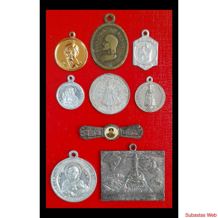 RELIGIÓN.  CONJUNTO DE 9 ANTIGUAS MEDALLITAS RELIGIOSAS. VER