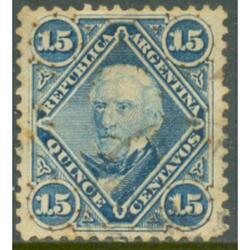 ARGENTINA GJ41 1867 SAN MARTÍN 15c. FONDO LH. USADO U$15,00