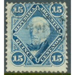 ARGENTINA GJ41 1867 SAN MARTÍN 15c. FONDO LH. USADO U$15,00