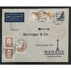 ALEMANIA 1935 MAGNIFICO SOBRE VOLADO VÍA ZEPPELIN A BRASIL