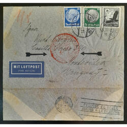 ALEMANIA 1939 MAGNIFICO SOBRE VOLADO VÍA ZEPPELIN A URUGUAY!