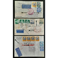 ALEMANIA. LOTE DE 3 SOBRES VOLADOS VÍA ZEPPELIN A ARGENTINA!