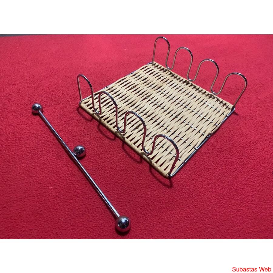 SERVILLETERO METAL Y MIMBRE BAMBU 18X18 Usado opilarsur