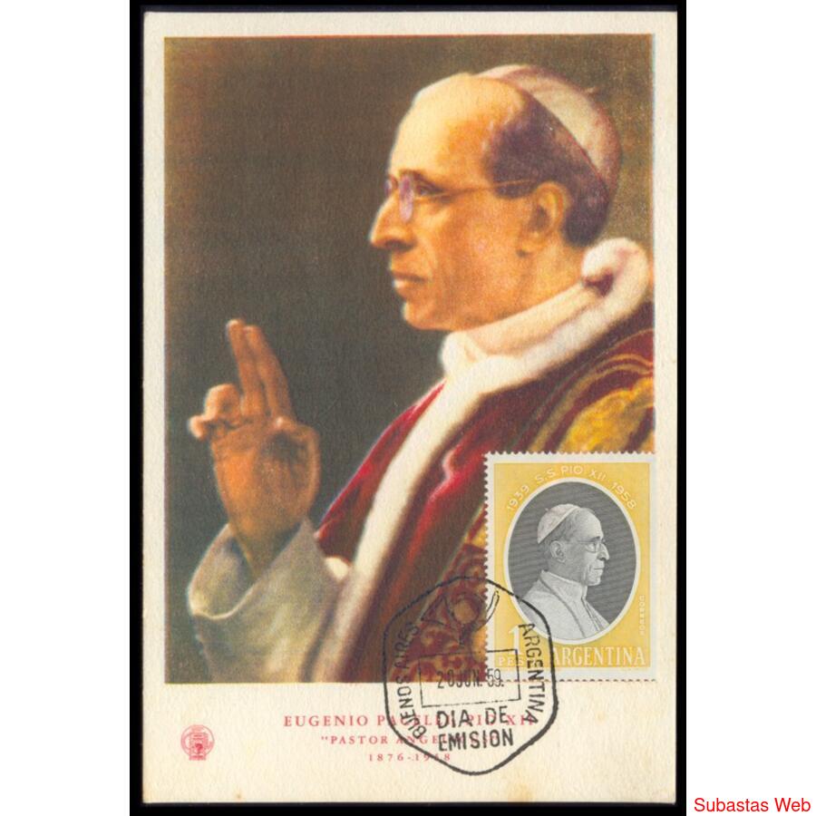 ARGENTINA GJ1119. PAPA PIO XII. RELIGIÓN. TARJETA MÁXIMA PDE