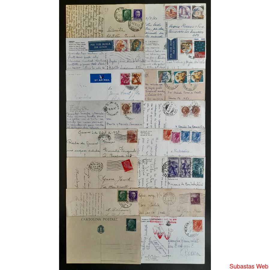 ITALIA. CONJUNTO DE 16 ANTIGUAS TARJETAS CIRCULADAS. MIRAR!!