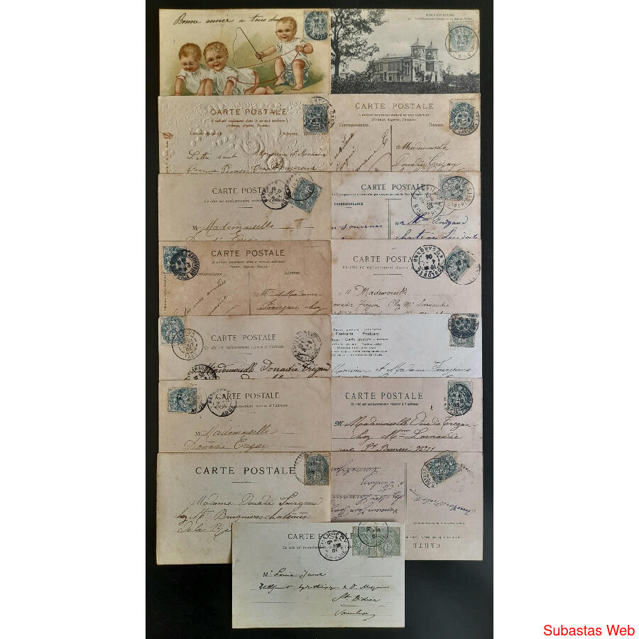 FRANCIA LOTE DE 15 ANTIQUÍSIMAS TARJETAS CIRCULADAS. VER!!!!