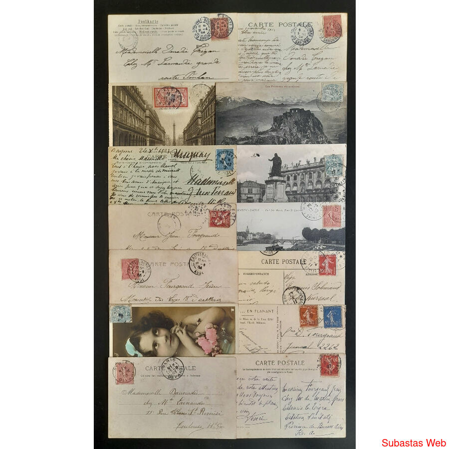 FRANCIA LOTE DE 14 ANTIQUÍSIMAS TARJETAS CIRCULADAS. MIRAR!!