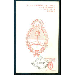 ARGENTINA GJ896 - 4 JUNIO 1943. ESPECTACULAR TARJETA MÁXIMA!