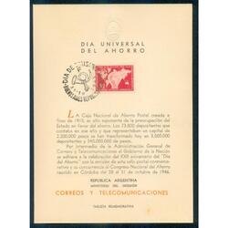 ARGENTINA GJ940 TARJETON REMEMORATIVO DIA DEL AHORRO!!