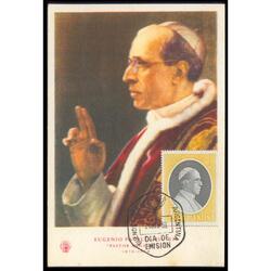 ARGENTINA GJ1119. PAPA PIO XII. RELIGIÓN. TARJETA MÁXIMA PDE