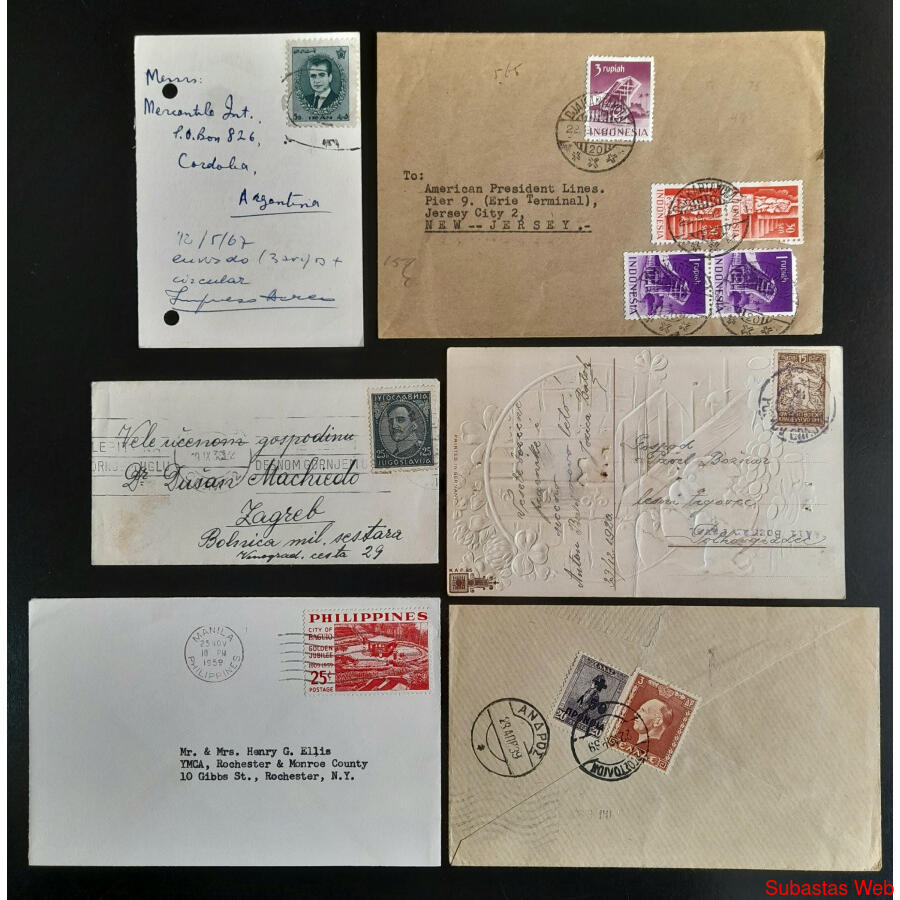 EUROPA & ASIA. MAGNIFICO LOTE DE 6 VIEJOS SOBRES CIRCULADOS