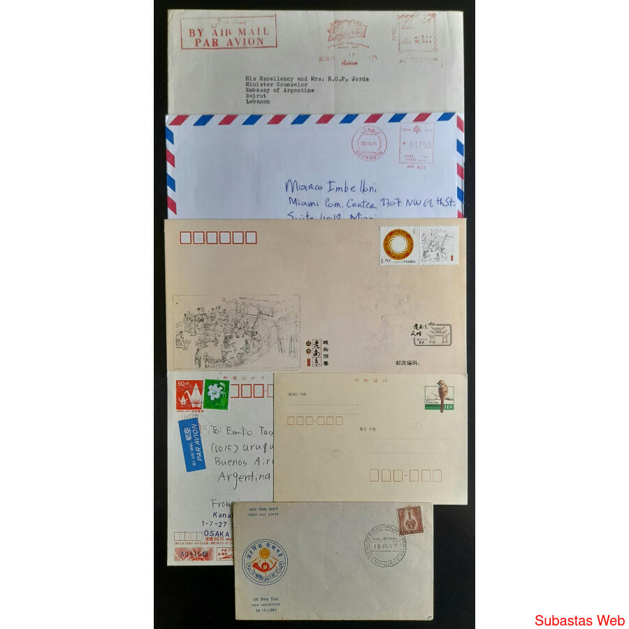 ASIA. HERMOSO LOTE DE 12 VIEJOS SOBRES y TARJETAS CIRCULADOS