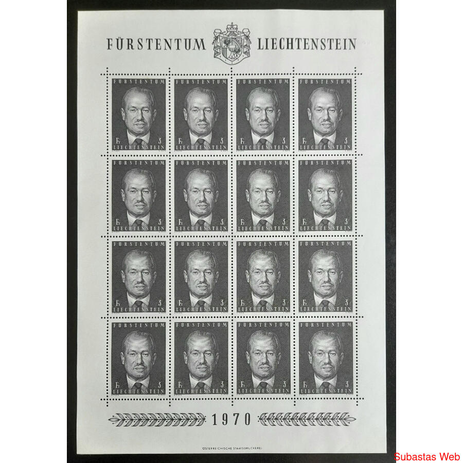 LIECHTENSTEIN Sc473. PRÍNCIPE FRANZ JOSEPH HOJA BLOQUE MINT