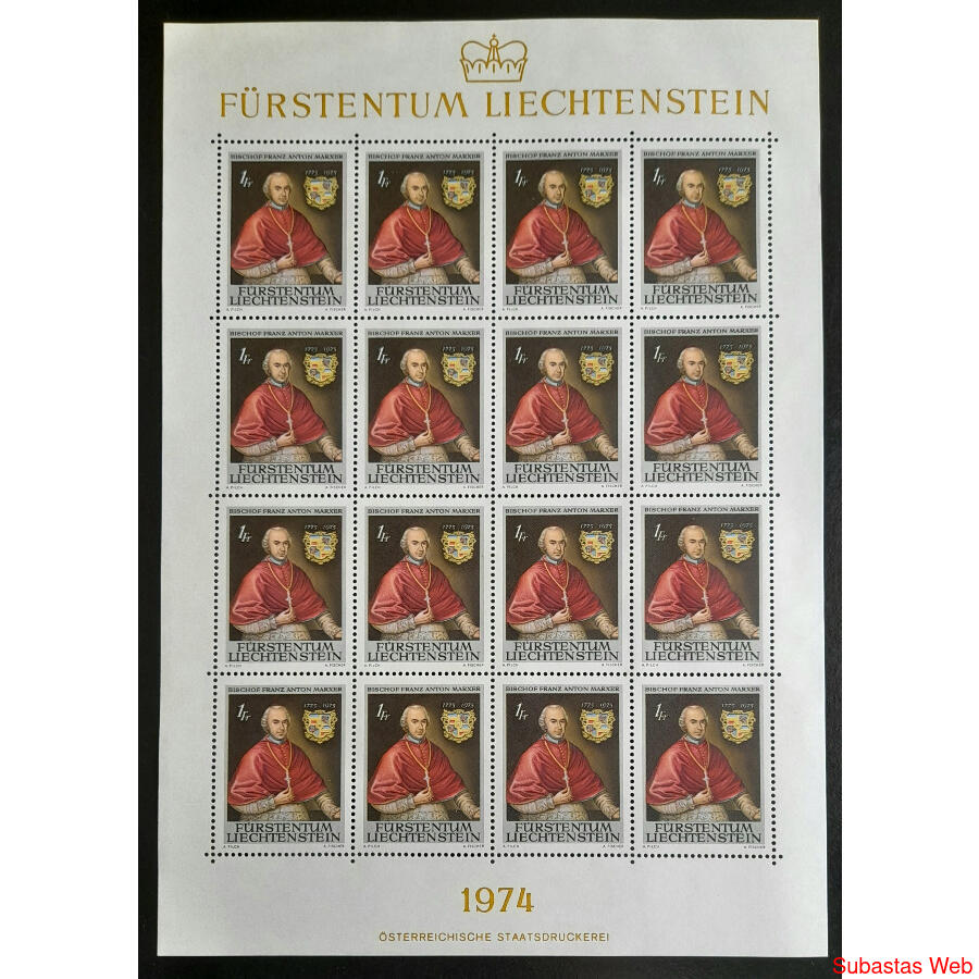 LIECHTENSTEIN Sc552. ANTON MAXER  HOJA BLOQUE MINT. U$16.00