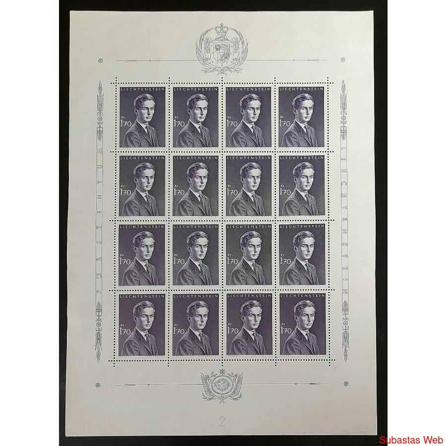 LIECHTENSTEIN Sc556. PRÍNCIPE HANZ ADAM HOJA BLOQUE MINT