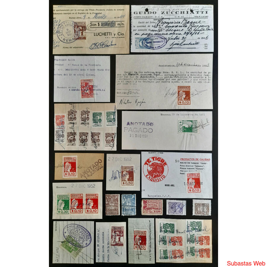 ARGENTINA FANTÁSTICO LOTE DE MUCHOS ANTIGUOS SELLOS FISCALES