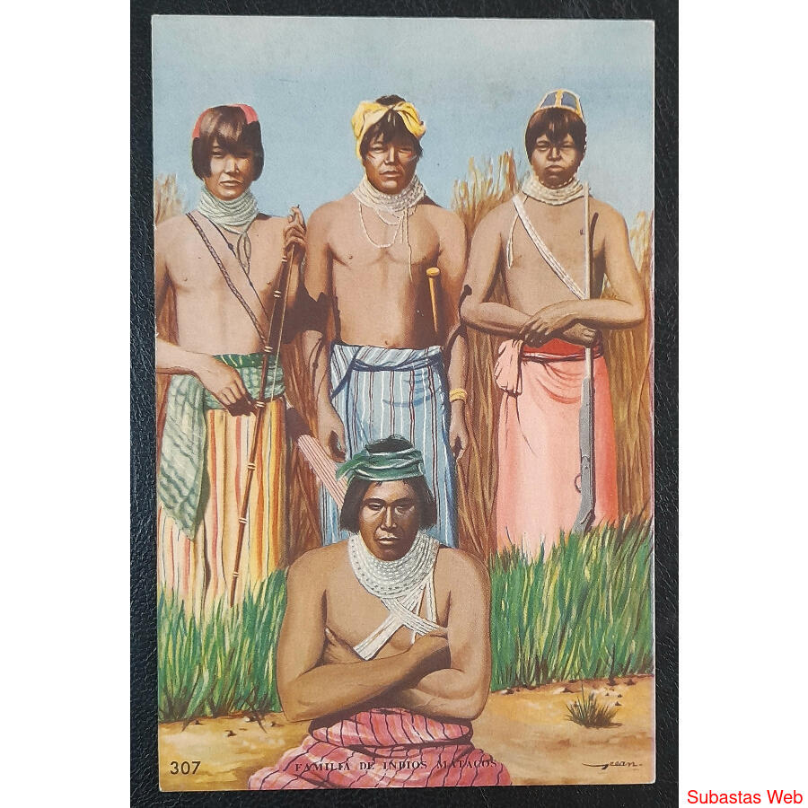 ARGENTINA RARISIMA POSTAL NUEVA DE FAMILIA DE INDIOS MATACOS