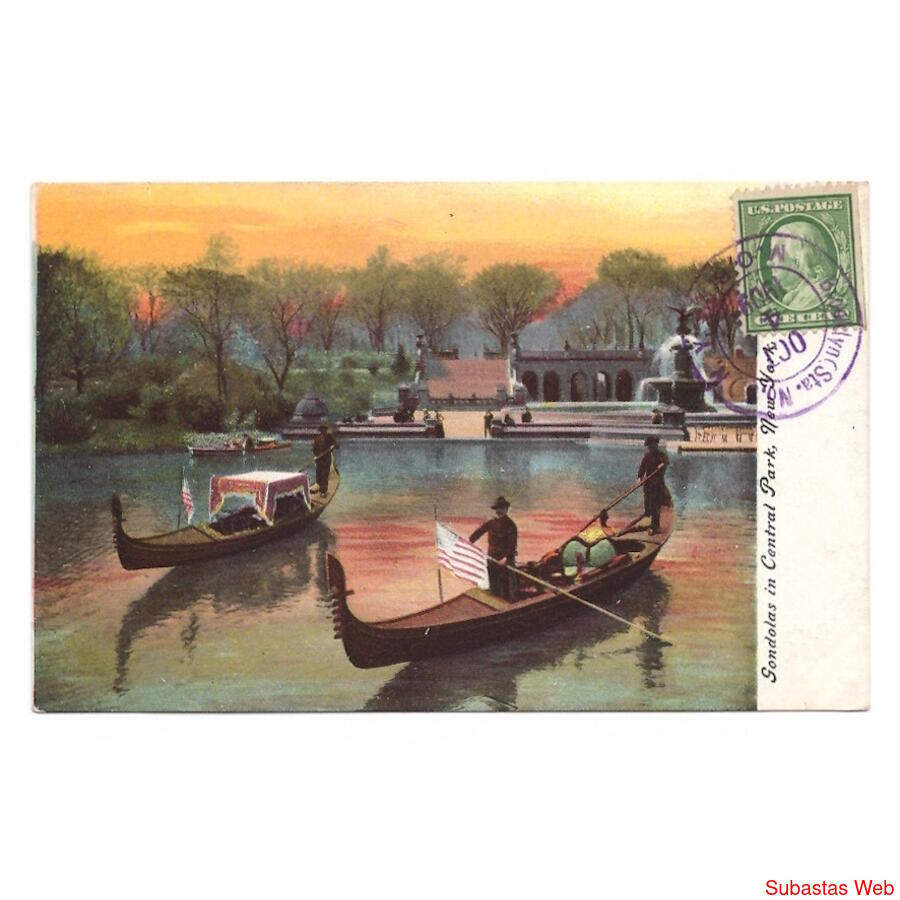 USA. New York. Gondolas in Central Park. 1909.