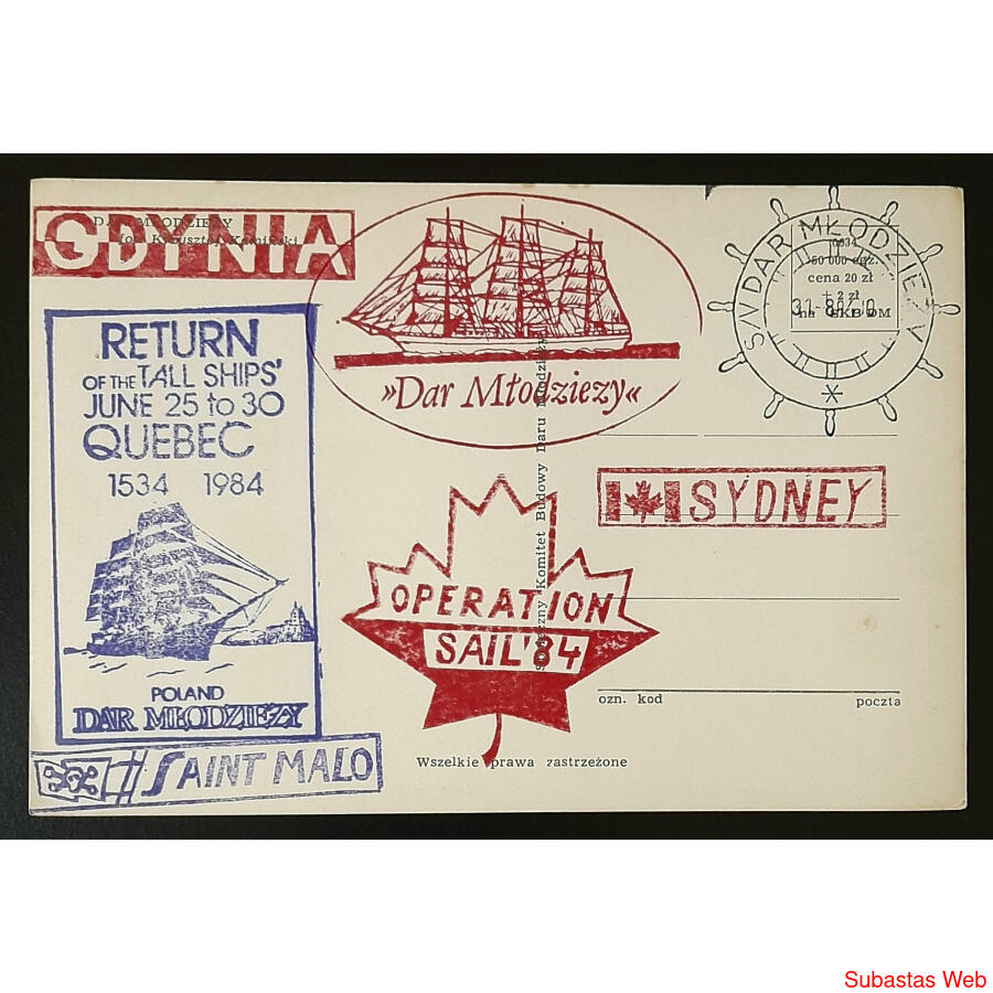 TREMENDA POSTAL DE TRAVESÍA DEL BUQUE POLACO *DAR MTODZIEZY*