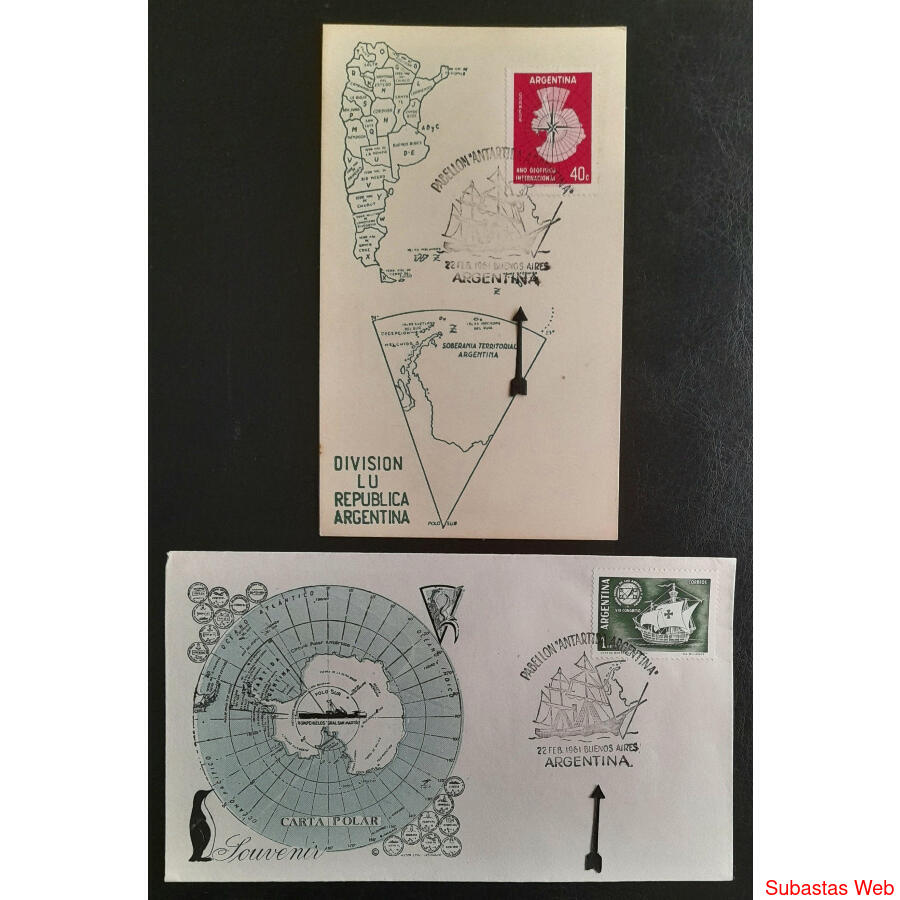 1961 SOBRE y TARJETA MATASELLO PABELLÓN ANTÁRTIDA ARGENTINA!