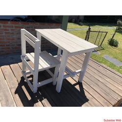 MESA DE PINO PINTADA DE BLANCO para niños  DE MADERA opilars