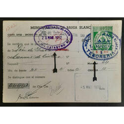 1952 BAHIA BLANCA RECIBO HISTÓRICO DE *LEÓN DE IRAETA* LUJO!