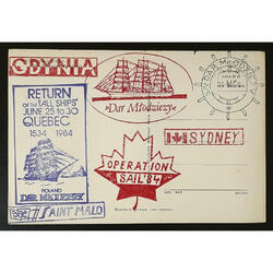 TREMENDA POSTAL DE TRAVESÍA DEL BUQUE POLACO *DAR MTODZIEZY*