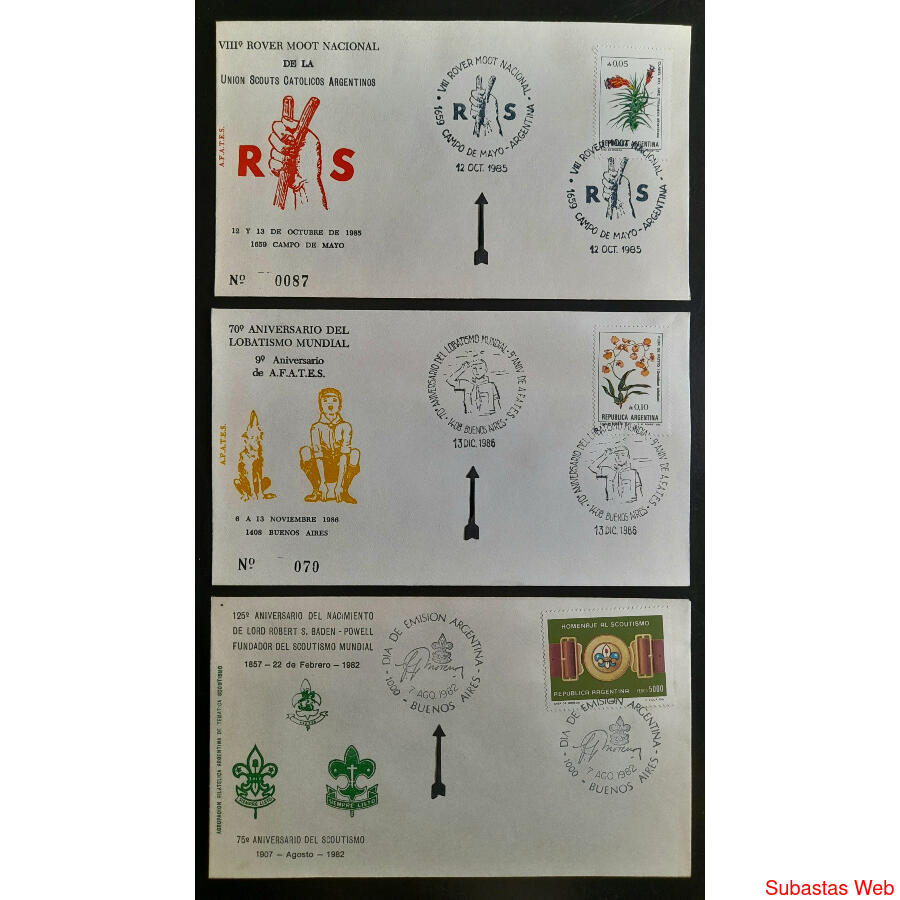 ARGENTINA **SCOUTISMO** 3 VIEJOS y ESCASOS SOBRES ESPECIALES