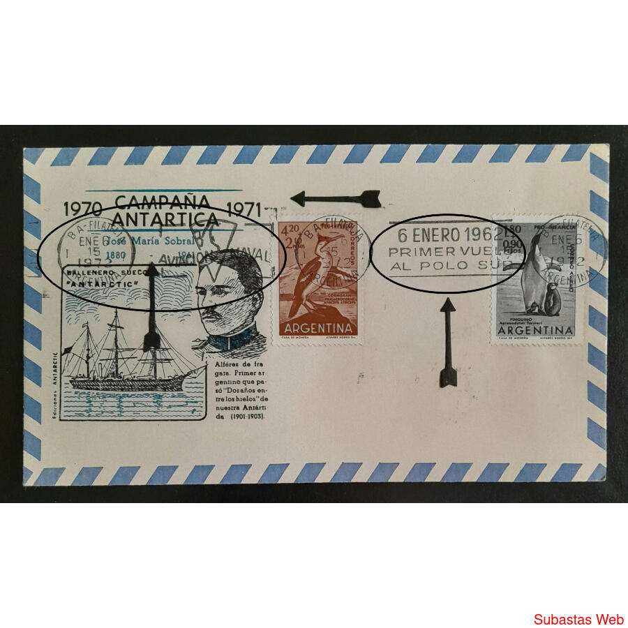 MAGNIFICO SOBRE DEL *PRIMER VUELO AL POLO SUR* 1962 - 1972