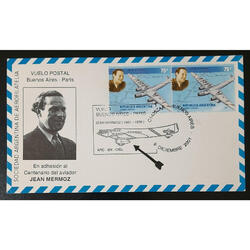 ARGENTINA. TARJETA VOLADA EN HOMENAJE A **JEAN MERMOZ** LUJO