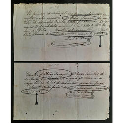 1848 2 ANTIGUOS DOCUMENTOS PAGARE DE DON PEDRO LAVAYSEE