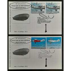 2 TARJETAS ALUSIVAS 1er VUELO GRAF ZEPPELIN DESDE SUDAMERICA