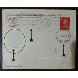 1956 ENTERO CON GOMIGRAFO DE EVENTO FILATELICO DE F.I.B.A.