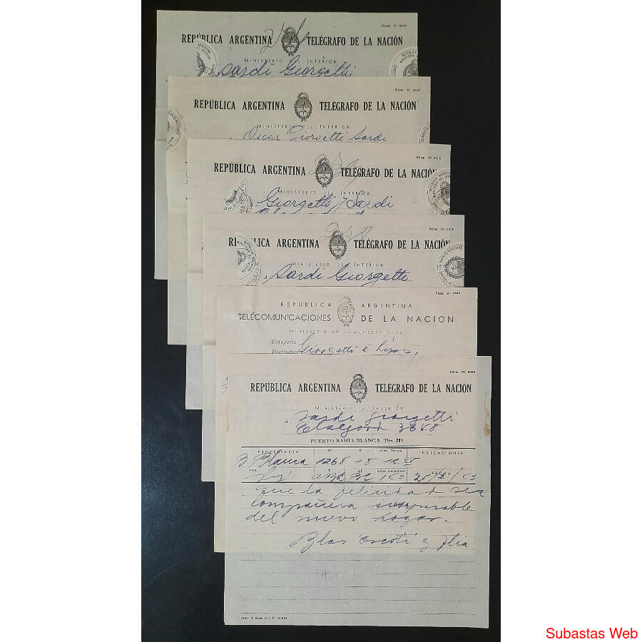 1950. 6 ANTIGUOS TELEGRAMAS COMUNES TRAFICO URBANO @2