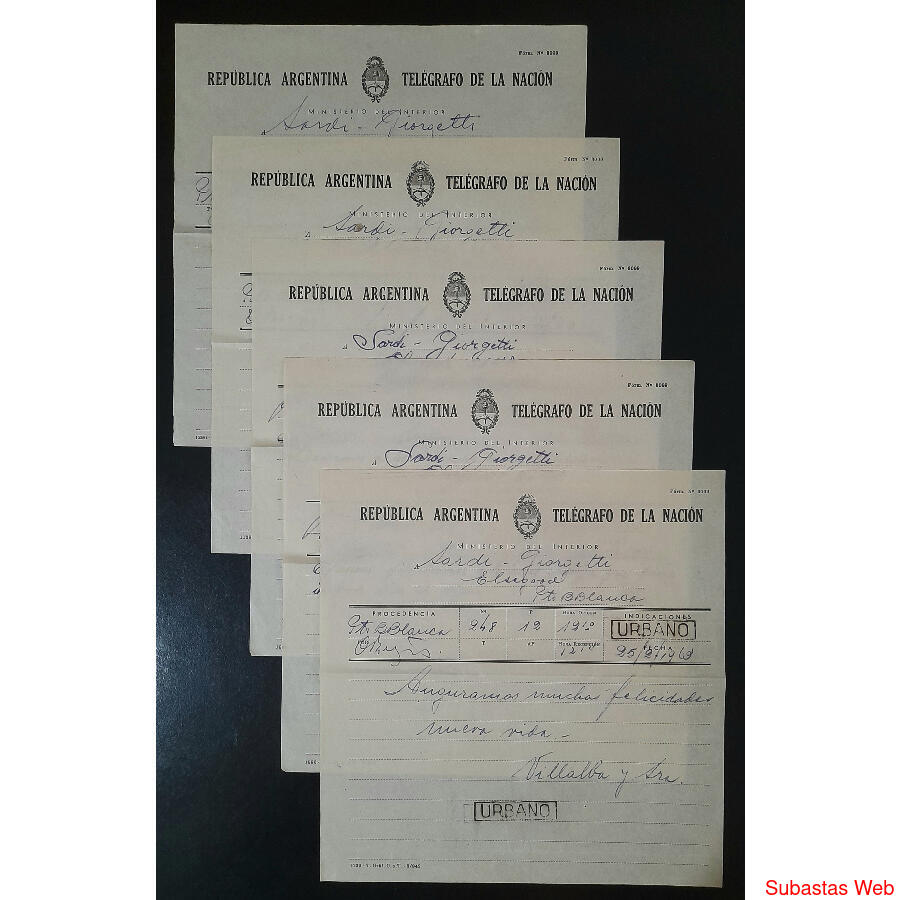 1943.  ANTIGUOS e IMPECABLES TELEGRAMAS DE TRAFICO URBANO @1