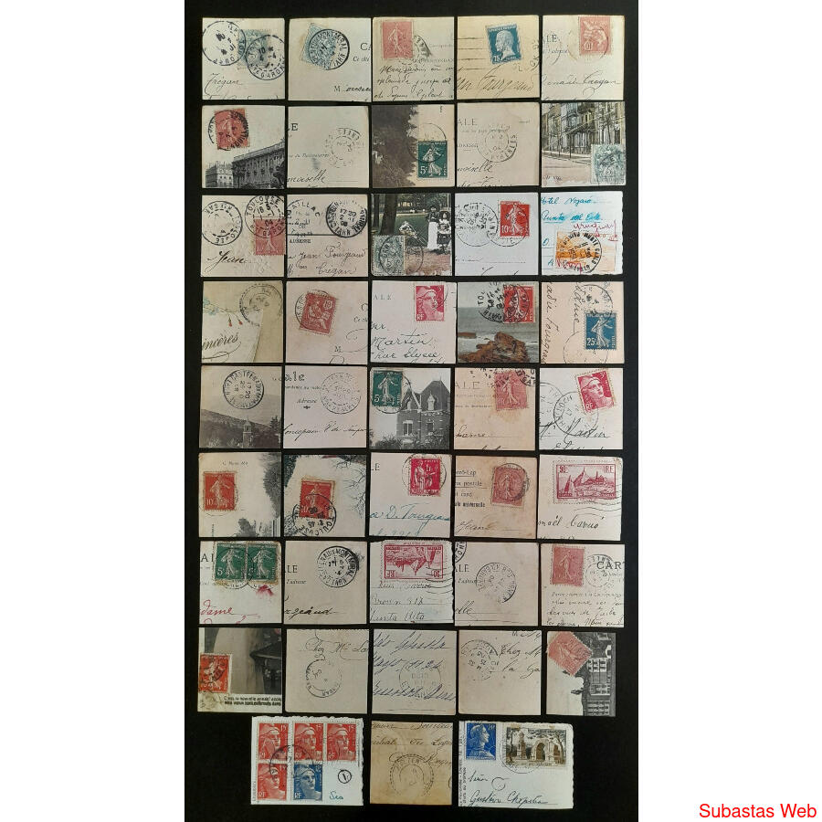 FRANCIA ANTIGUA LOTE DE ESQUINAS CON INTERESANTES MATASELLOS