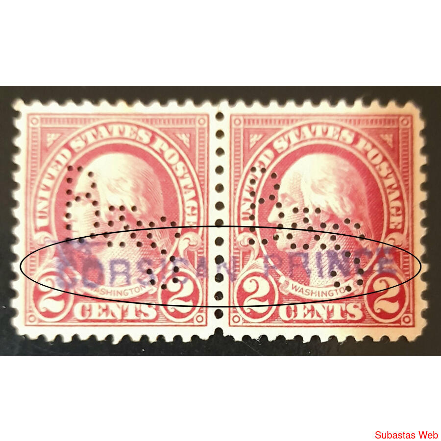 USA. Sc 554 PAREJA PERFORADA CON CURIOSA MARCA POSTAL. MIRAR