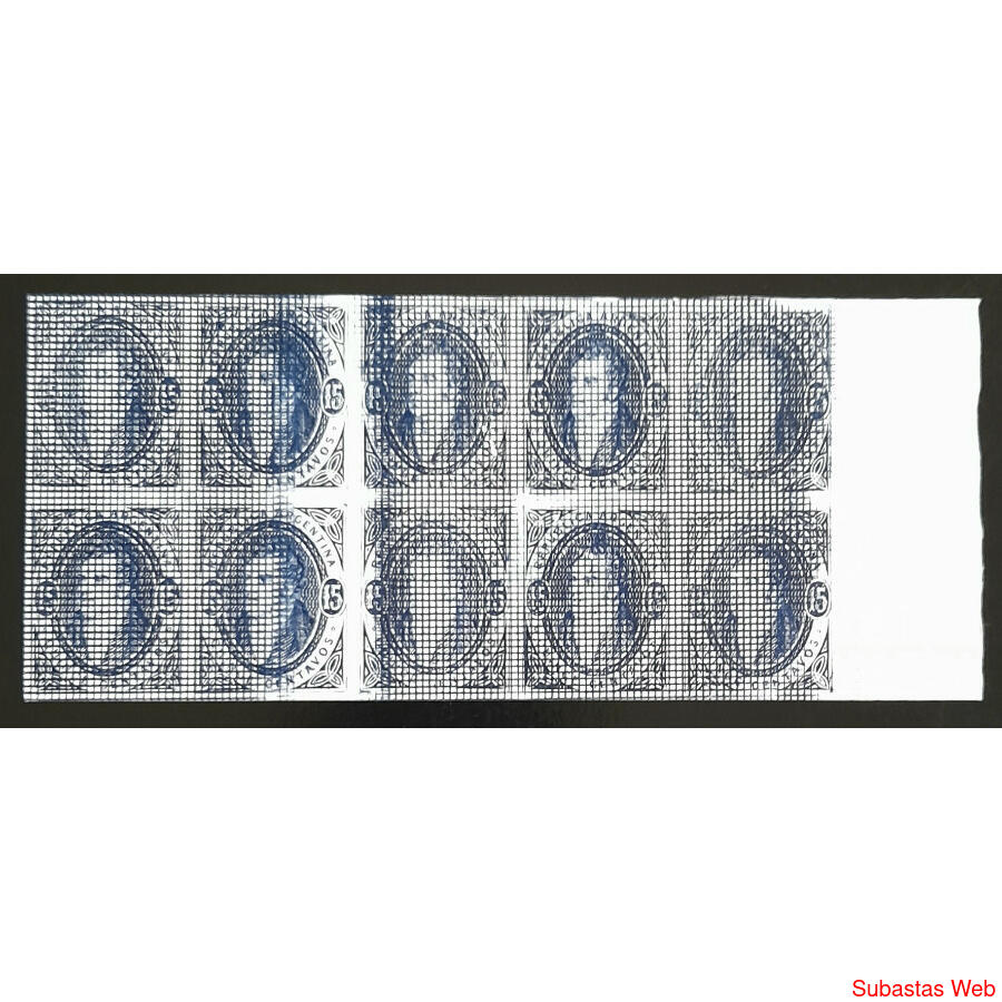 ARGENTINA GJ22 RIVADAVIA 15c BLOCK BH x10 REIMPRESIÓN PALEY