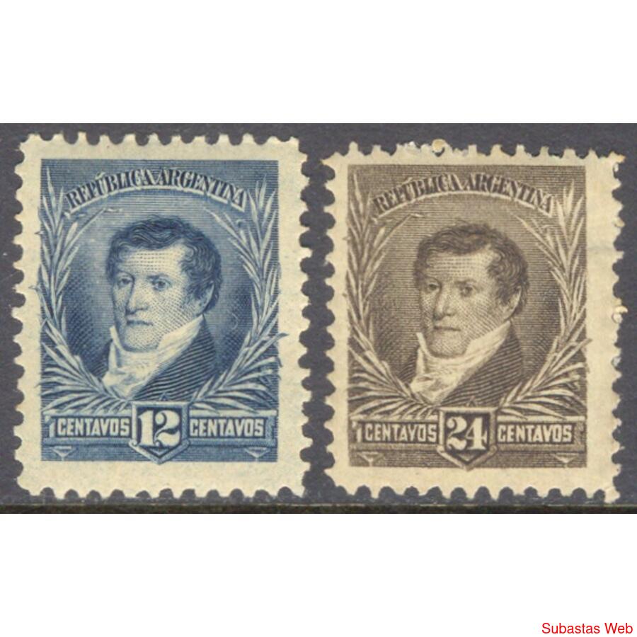 ARGENTINA GJ180 + 182  BELGRANO FIL SOL GRANDE. DENT 11.1/2