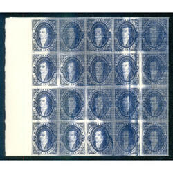 ARGENTINA GJ22 RIVADAVIA 15c AZUL BLOCK x 20 REIMP. DE PALEY