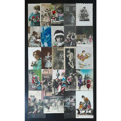 NIÑOS. ESPECTACULAR LOTE DE 24 ANTIGUAS POSTALES ROMÁNTICAS