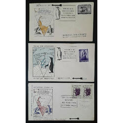 3 ANTIGUOS SOBRES DE VIAJES ANTÁRTICOS TRUNCOS. GOMIGRAFOS!!