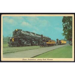 USA. HERMOSA TARJETA POSTAL C/ VISTA DE ANTIGUAS LOCOMOTORAS