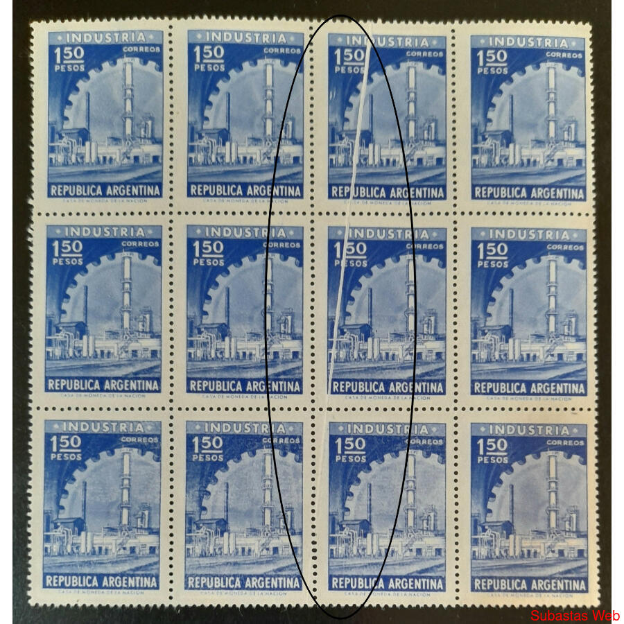 ARGENTINA GJ1046 BLOCK ESPECTACULAR VARIEDAD PAPEL ARRUGADO!