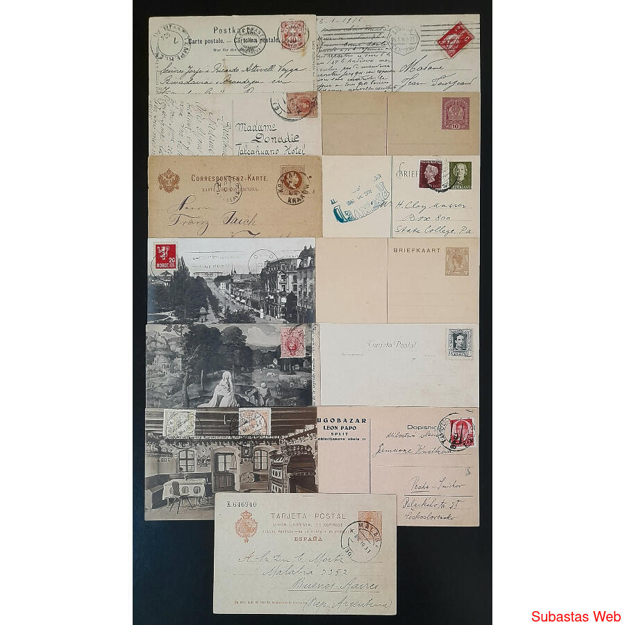 UNIVERSALES. LOTE DE 13 ANTIGUAS POSTALES y ENTEROS POSTALES