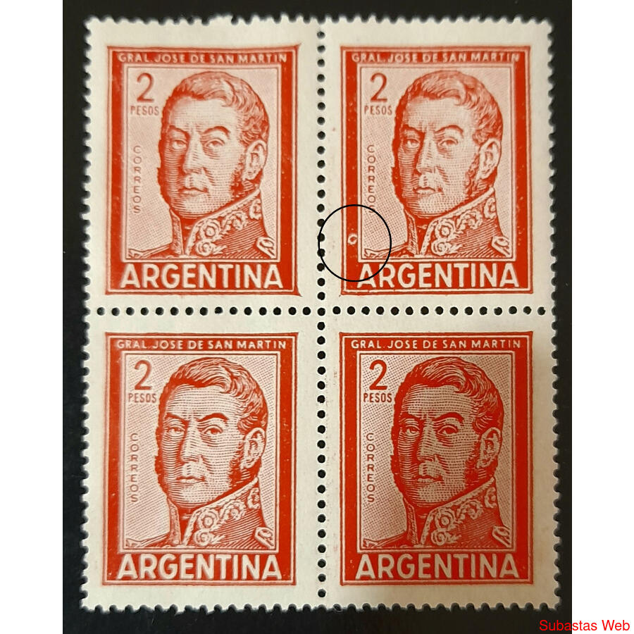 ARGENTINA GJ1132 SAN MARTÍN CUADRO CON INTERESANTE VARIEDAD!
