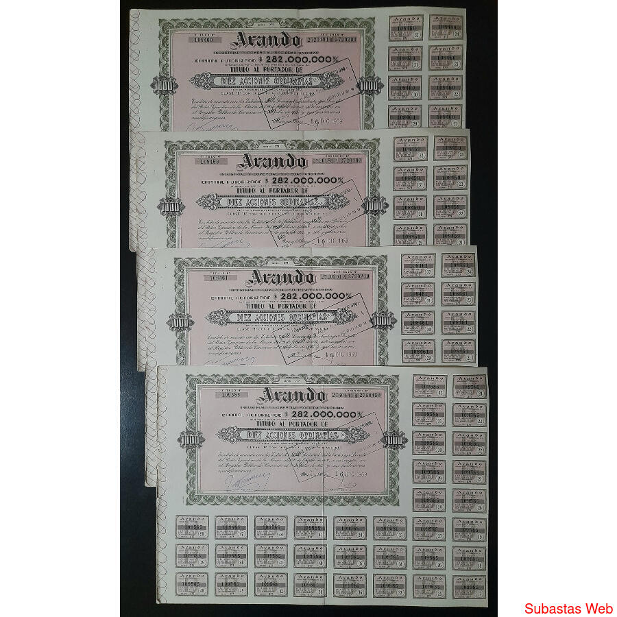 ARGENTINAS 5 ACCIONES AL PORTADOR DE LA FIRMA **ARANDO** @4
