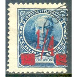 ARGENTINA GJ134. ALBERDI SOBRECARGADO DENTADO MUY DESPLAZADO