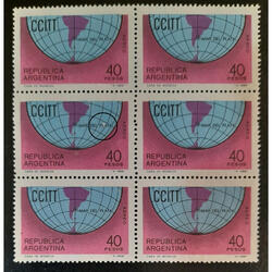ARGENTINA GJ1454 BLOCK x 6 CON NOTABLE VARIEDAD DE IMPRESIÓN